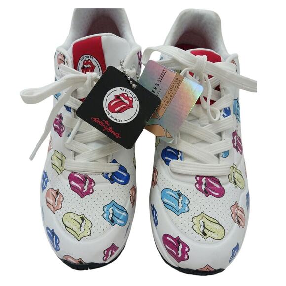 Skechers X ROLLING STONES Uno Sneakers Sz 9 White Multicolor TONGUE Say It Loud - Picture 7 of 16